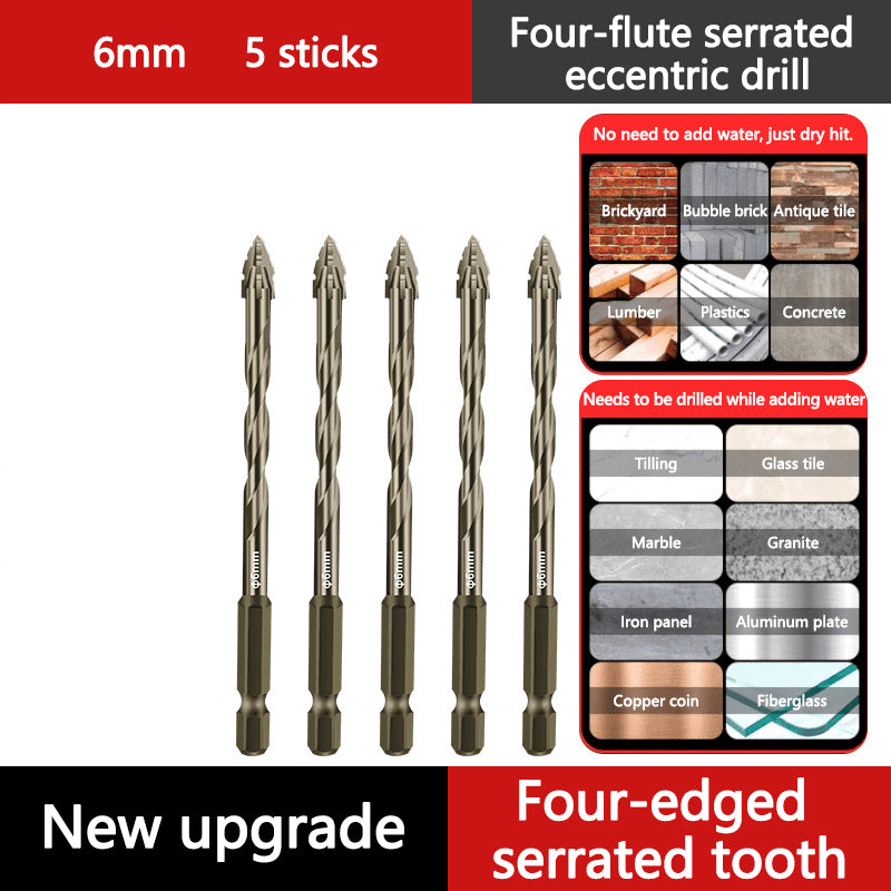 High-Strength 4-Flute Serrated Eccentric Drill Bit Kit