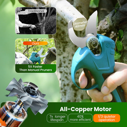 ELECTRIC PRUNING SHEARS - Cordless and 10mm Cutting Capacity, 2-Hour Fast Charge, Ergonomic Design for Garden and Orchard