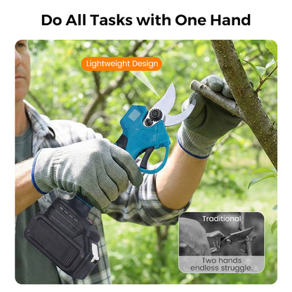 ELECTRIC PRUNING SHEARS - Cordless and 10mm Cutting Capacity, 2-Hour Fast Charge, Ergonomic Design for Garden and Orchard