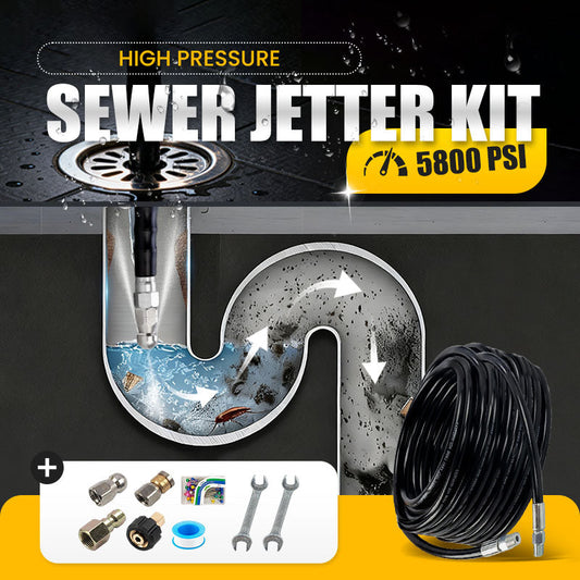 5800 PSI sewer cleaning kit Rotating nozzle and reinforced hose for unclogging pipes shipping
