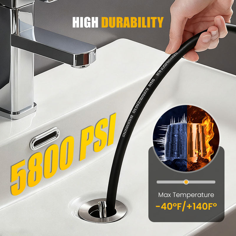 5800 PSI sewer cleaning kit Rotating nozzle and reinforced hose for unclogging pipes shipping