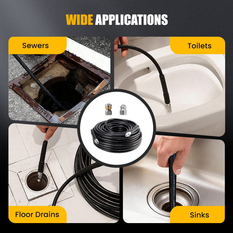 5800 PSI sewer cleaning kit Rotating nozzle and reinforced hose for unclogging pipes shipping