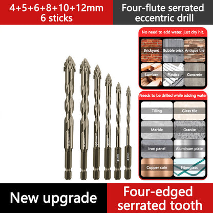 High-Strength 4-Flute Serrated Eccentric Drill Bit Kit