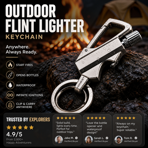 Portable Stormproof Lighter water-resistant and Windproof Ignition Mini Keychain Fire Starter Survival Tool for Camping and Emergency