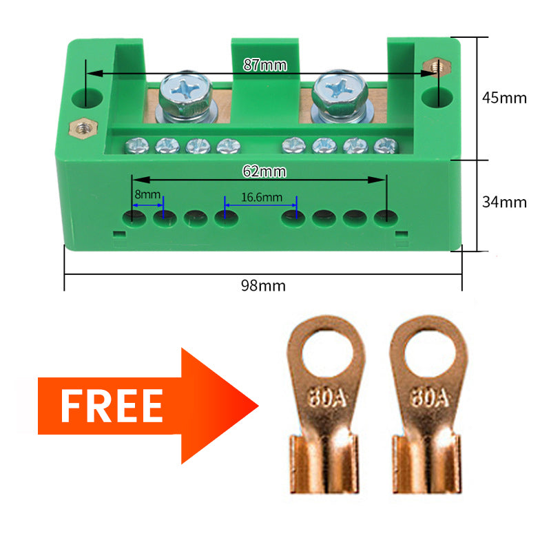 Electrical Terminal Block - 60A ,8 Screw Positions