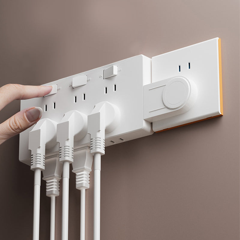 Wall Multi-Plug Outlet Extender with Separate Switches
