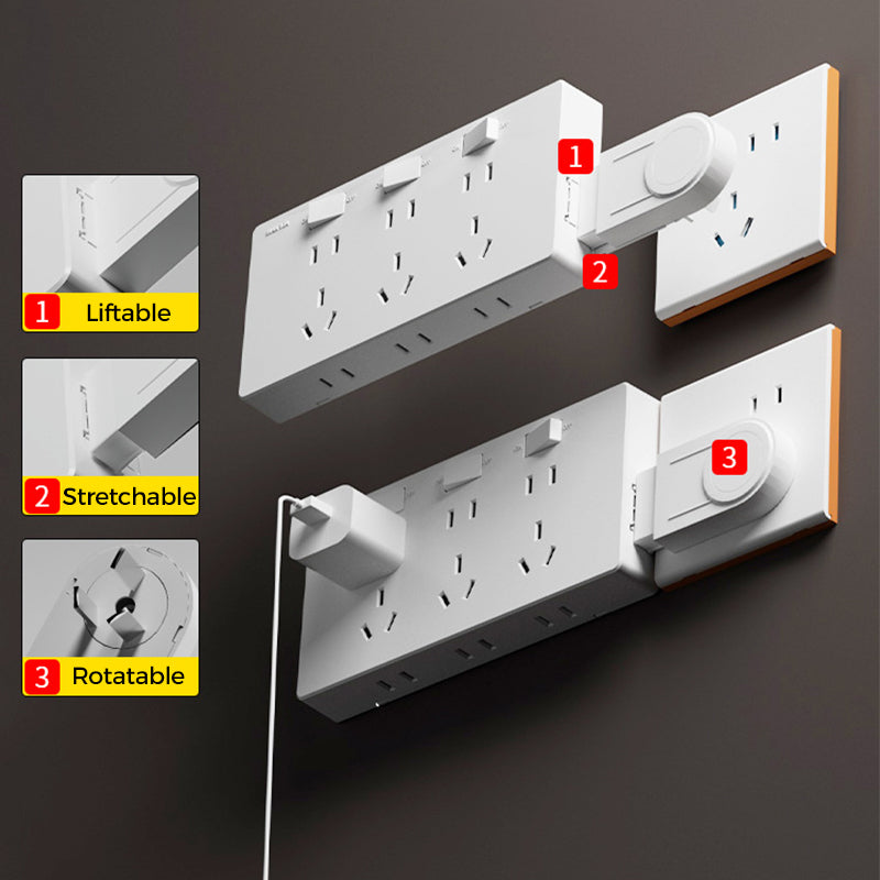 Wall Multi-Plug Outlet Extender with Separate Switches
