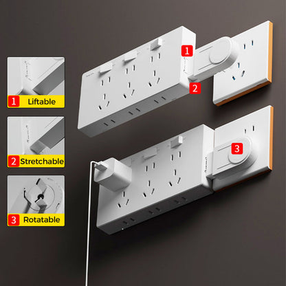 Wall Multi-Plug Outlet Extender with Separate Switches