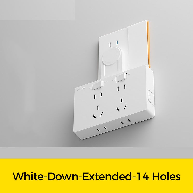 Wall Multi-Plug Outlet Extender with Separate Switches