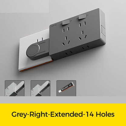 Wall Multi-Plug Outlet Extender with Separate Switches