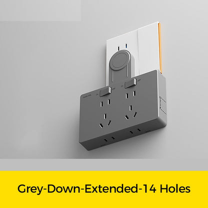 Wall Multi-Plug Outlet Extender with Separate Switches