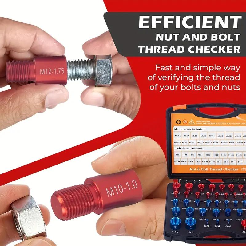 Nut and Bolt Thread Checker Kit Military-Grade Precision for Internal and External Threads (Metric + Imperial