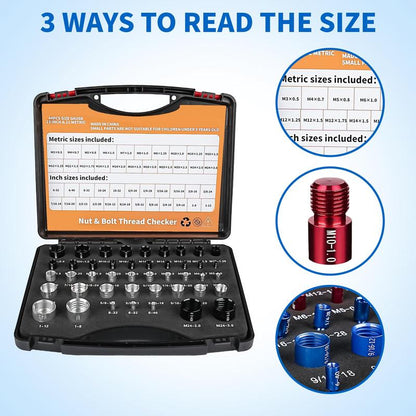 Nut and Bolt Thread Checker Kit Military-Grade Precision for Internal and External Threads (Metric + Imperial