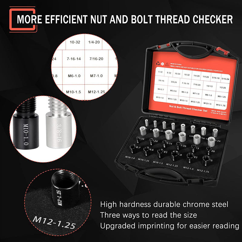 Nut and Bolt Thread Checker Kit Military-Grade Precision for Internal and External Threads (Metric + Imperial