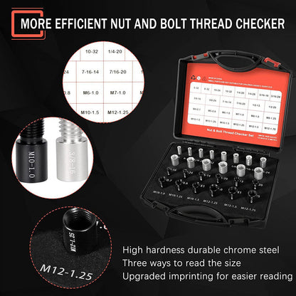 Nut and Bolt Thread Checker Kit Military-Grade Precision for Internal and External Threads (Metric + Imperial