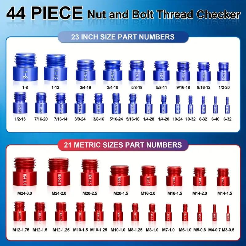 Nut and Bolt Thread Checker Kit Military-Grade Precision for Internal and External Threads (Metric + Imperial