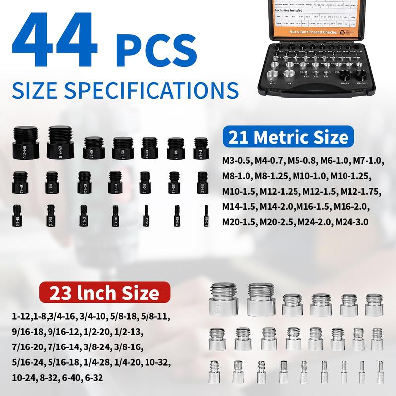 Nut and Bolt Thread Checker Kit Military-Grade Precision for Internal and External Threads (Metric + Imperial